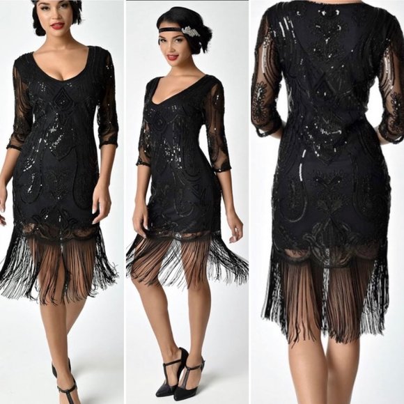 💃 Unique Vintage Sequin Margaux Fringe Dress NWT 🎉HOST PICK✨ - Picture 13 of 16